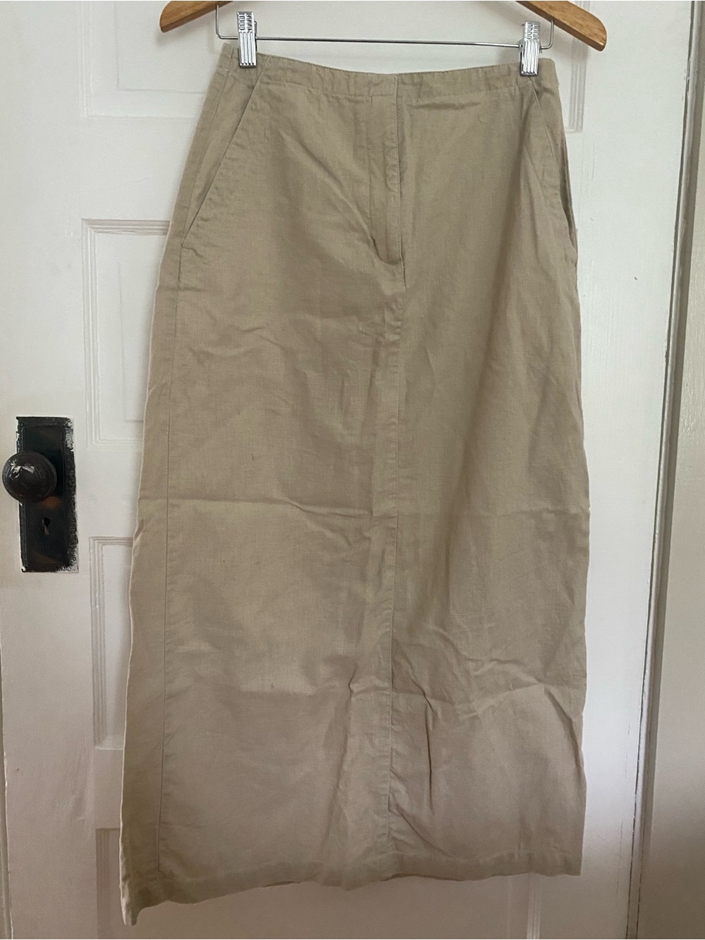 Vintage 90s Eddie Bauer Khaki Linen Skirt